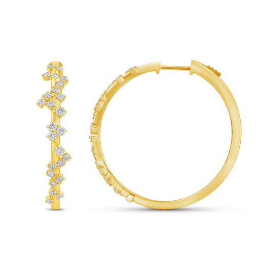 14K Gold & Diamond Druzy Hoop Earrings FE1008Y