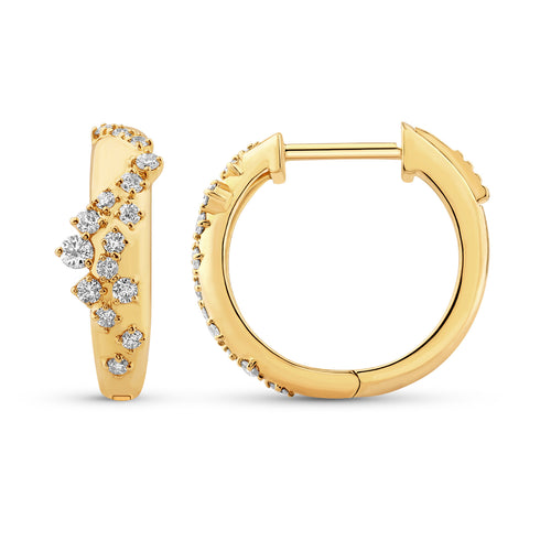 14K Gold & Diamond Druzy Hoop Earrings FE1009Y