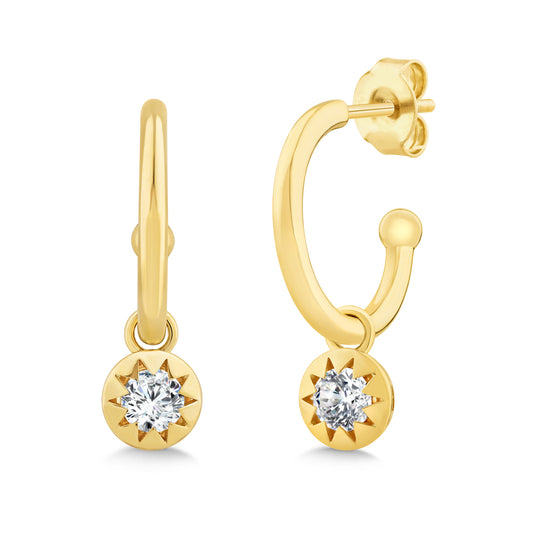 14K Gold & Diamond Stellaris Pendant Hoop Earrings FE1018Y