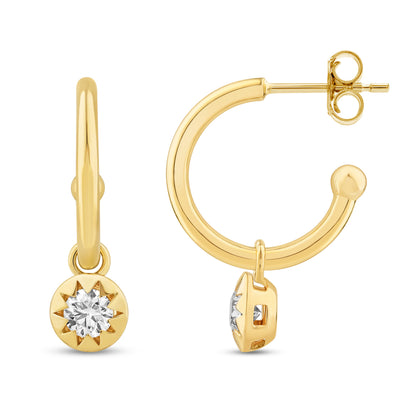 14K Gold & Diamond Stellaris Pendant Hoop Earrings FE1018Y