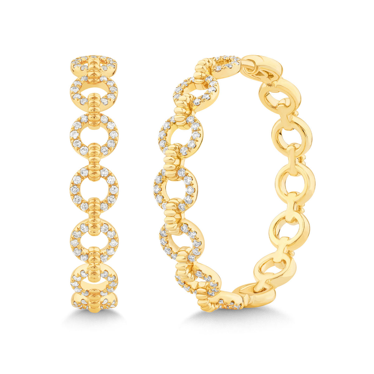 14K Gold & Diamond Link Hoop Earrings FE1025Y
