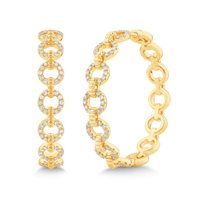 14K Gold & Diamond Link Hoop Earrings FE1025Y