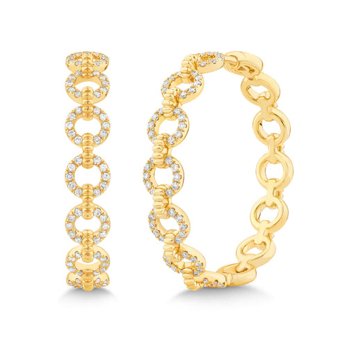 14K Gold & Diamond Link Hoop Earrings FE1025Y