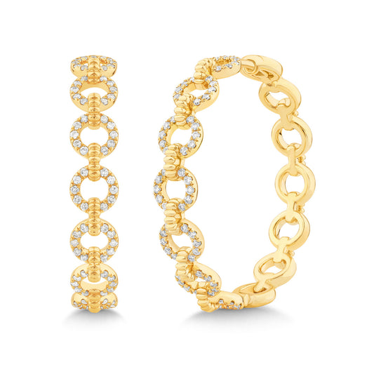 14K Gold & Diamond Link Hoop Earrings FE1025Y