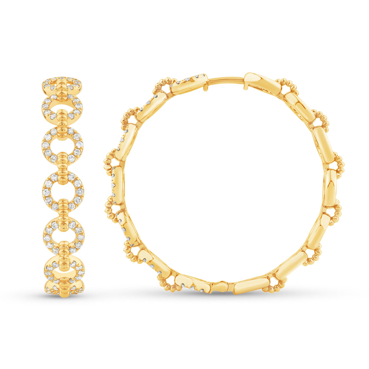 14K Gold & Diamond Link Hoop Earrings FE1025Y