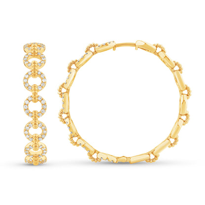 14K Gold & Diamond Link Hoop Earrings FE1025Y