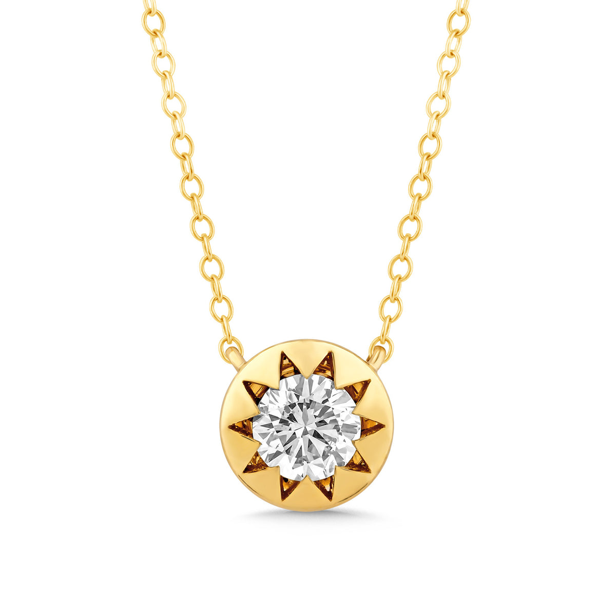 14K Gold & Diamond Stellaris Solitaire Pendant FN1008Y