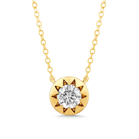 14K Gold & Diamond Stellaris Solitaire Pendant FN1008Y