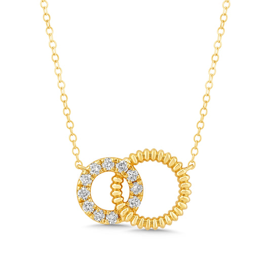 14K Gold & Diamond Interwoven Circle Necklace FN1014Y