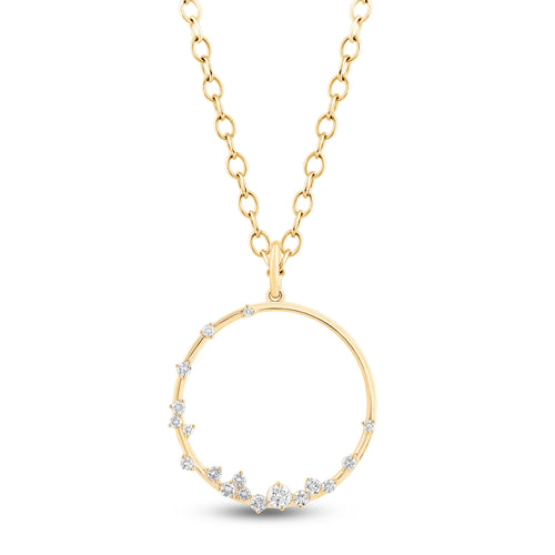14K Gold & Diamond Druzy Circle Pendant FP1005Y