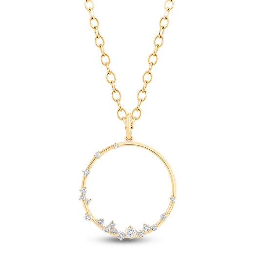 14K Gold & Diamond Druzy Circle Pendant FP1005Y