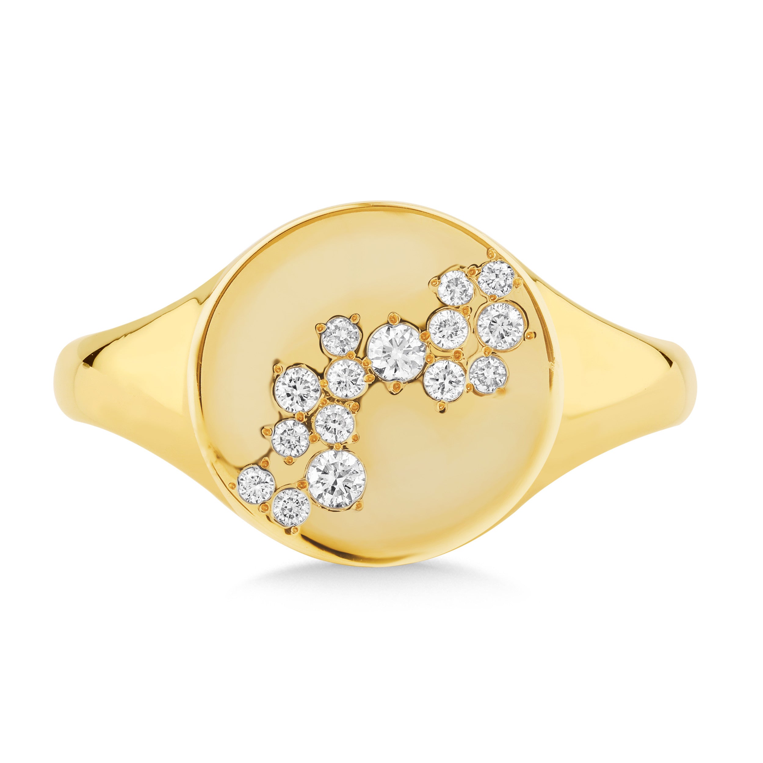 14K Gold & Diamond Druzy Signet Ring FR1012Y