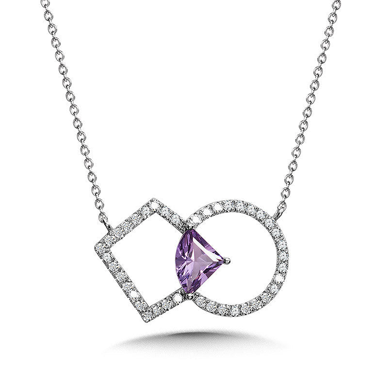 GEOMETRIC AMETHYST AND PAVE DIAMOND NECKLACE CGP755W-DAM