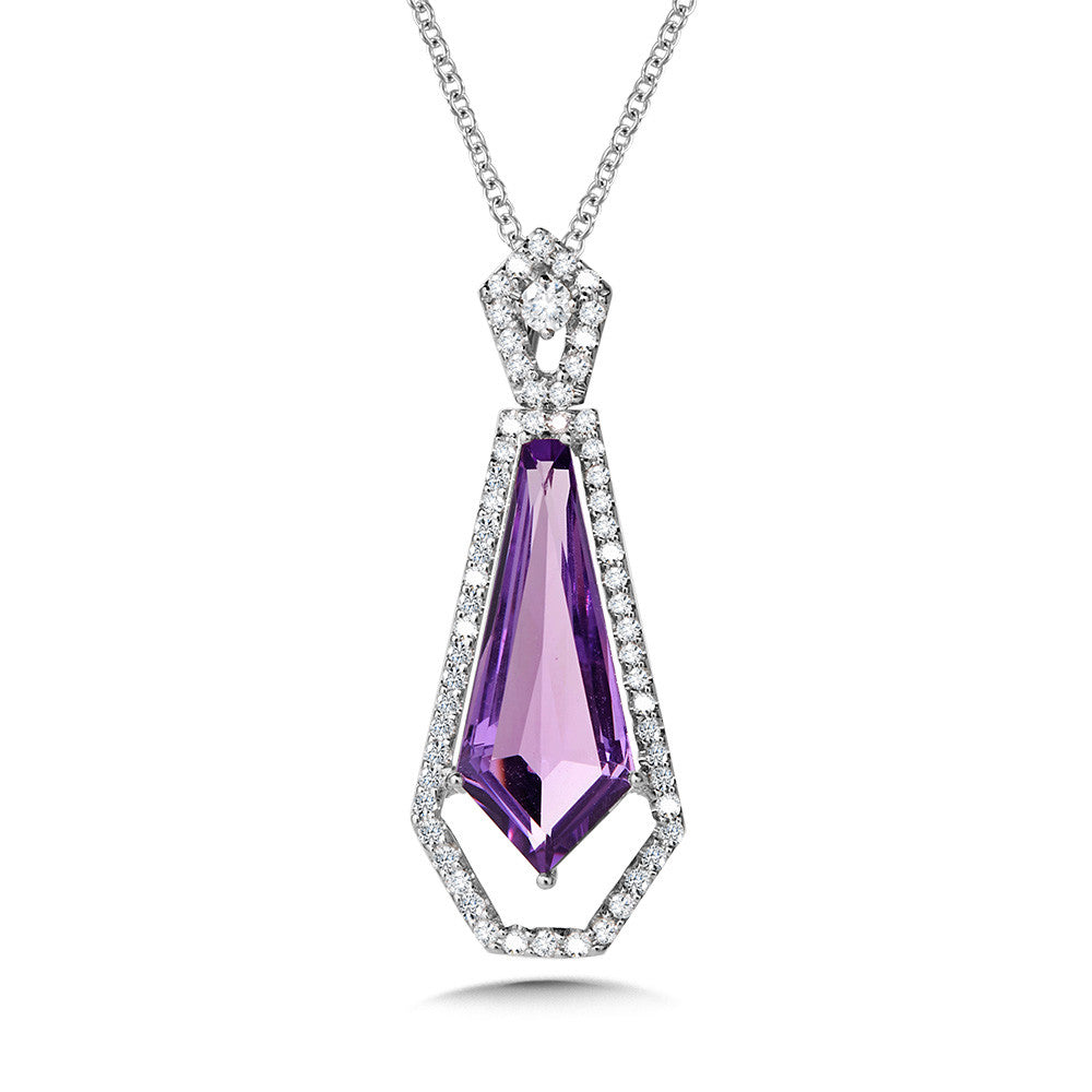 GEOMETRIC AMETHYST AND DIAMOND PENDANT CGP775W-DAME