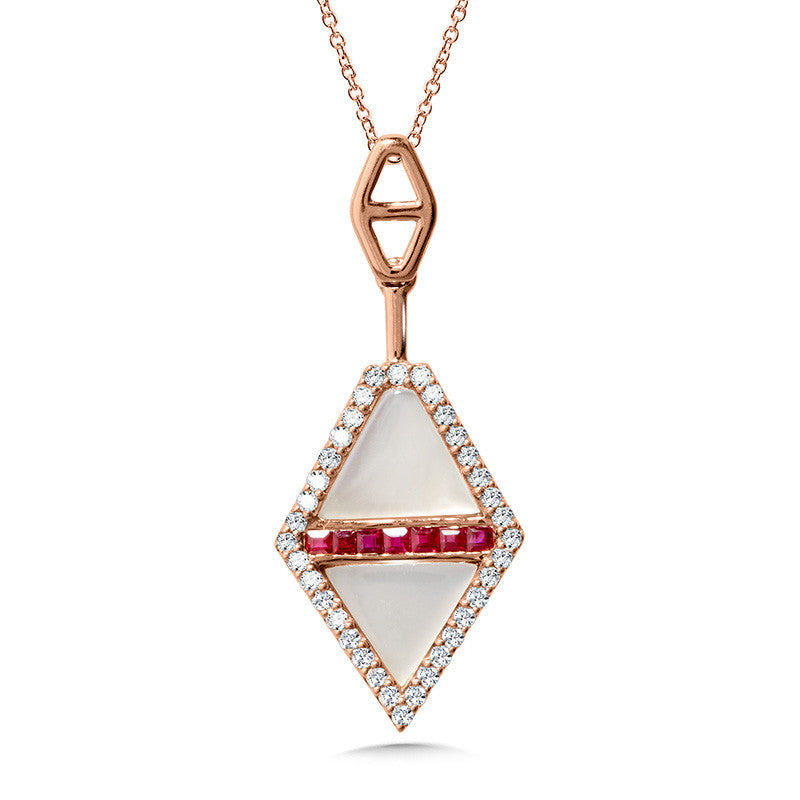 GEOMETRIC DIAMOND, RUBY & MOTHER OF PEARL DANGLING PENDANT CGP204P-DRUMOP