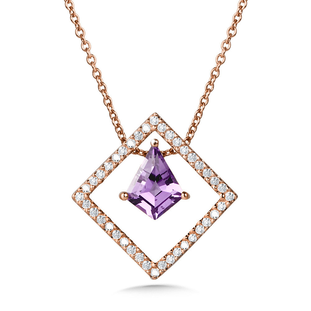 GEOMETRIC KITE-SHAPED AMETHYST AND DIAMOND NECKLACE CGP776P-DAME