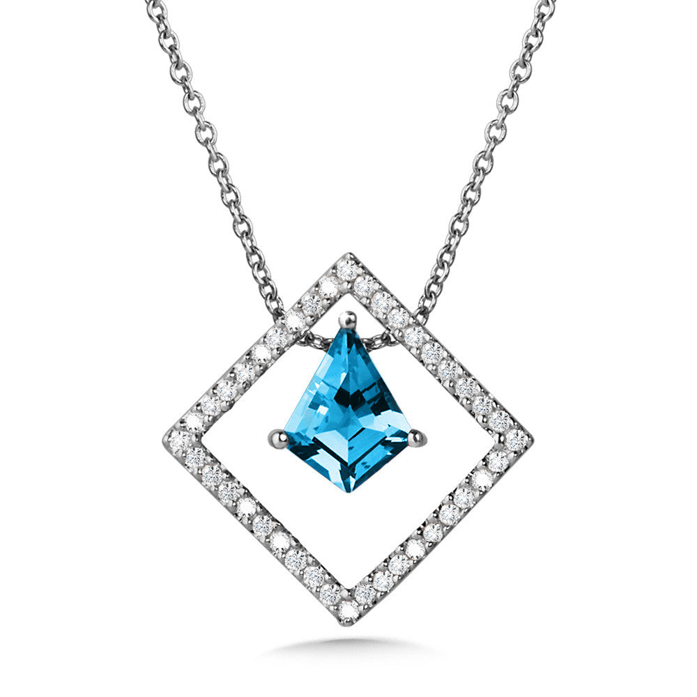 GEOMETRIC KITE-SHAPED LONDON BLUE TOPAZ AND DIAMOND NECKLACE CGP776W-DLBT