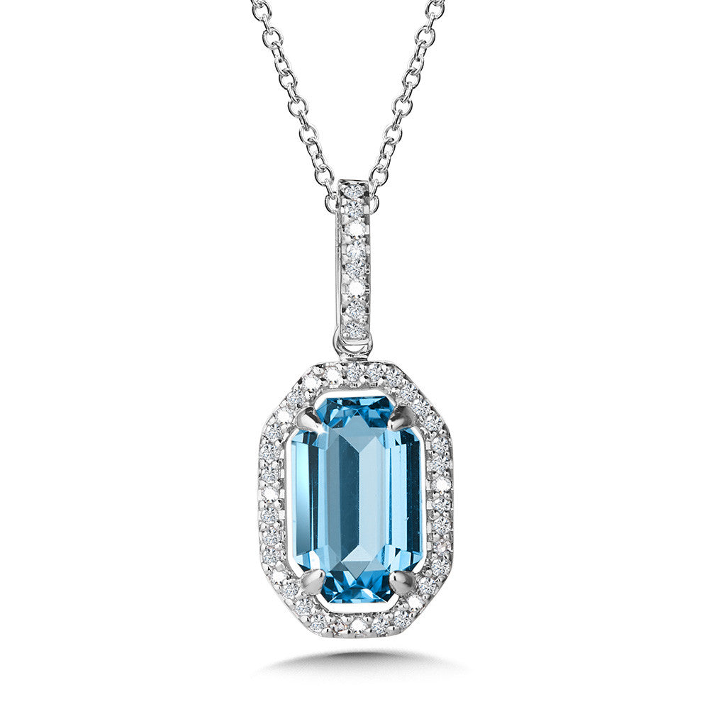 DIAMOND & SWISS BLUE TOPAZ OCTAGON PENDANT CGP778W-DBT