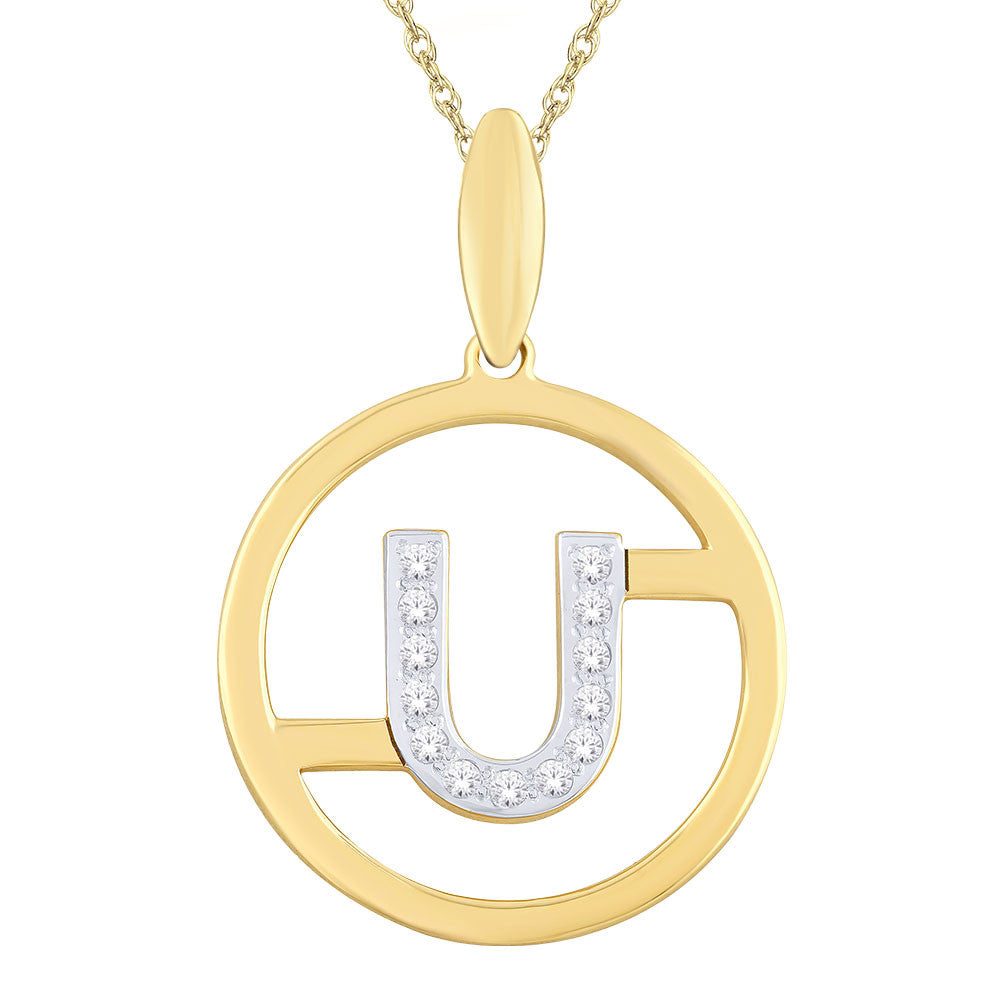 GOLD & DIAMOND CIRCULAR INITIALS PENDANT (LETTER U) PDI001U-1Y