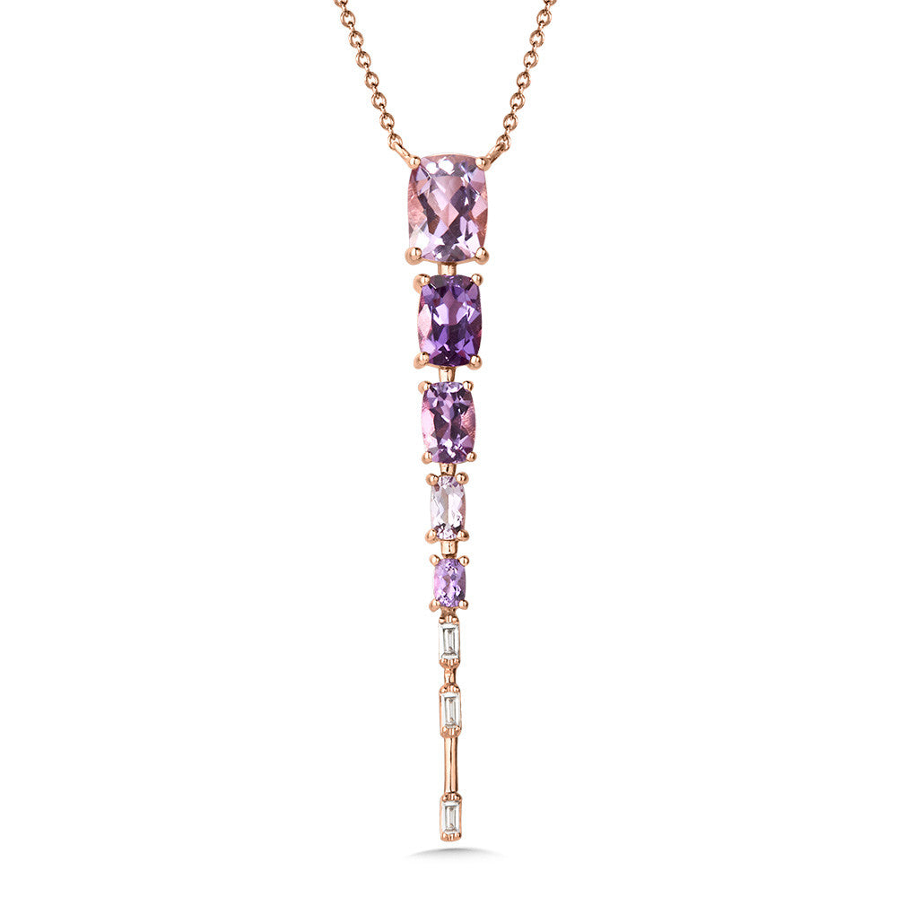 GRADUATING AMETHYST AND DIAMOND DANGLING NECKLACE CGP770P-DAME