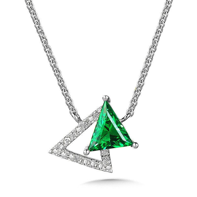 GREEN QUARTZ AND DIAMOND TRIANGLE NECKLACE CGP167W-DGQ