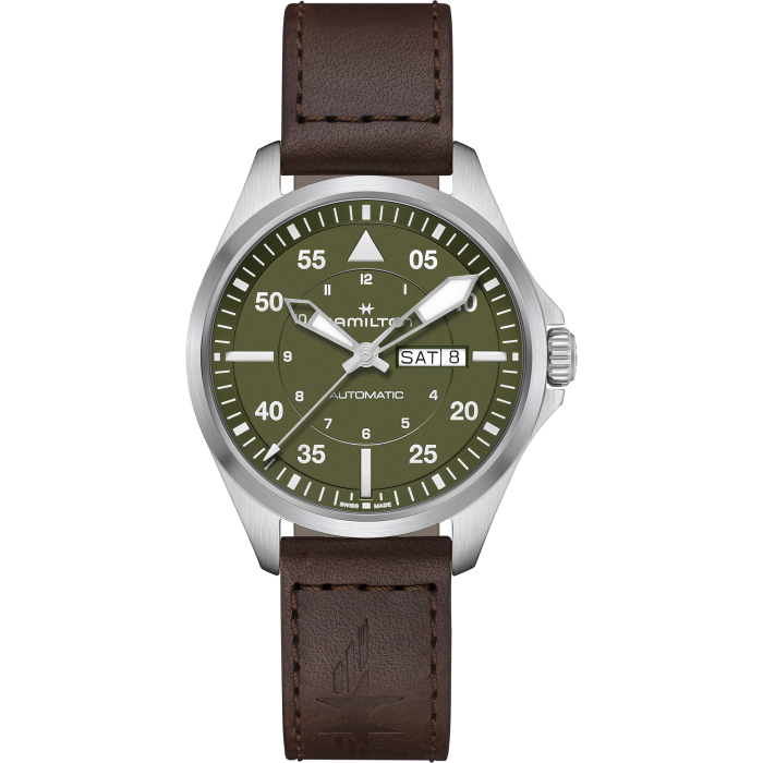 Khaki Aviation Pilot Day Date Auto H64635560