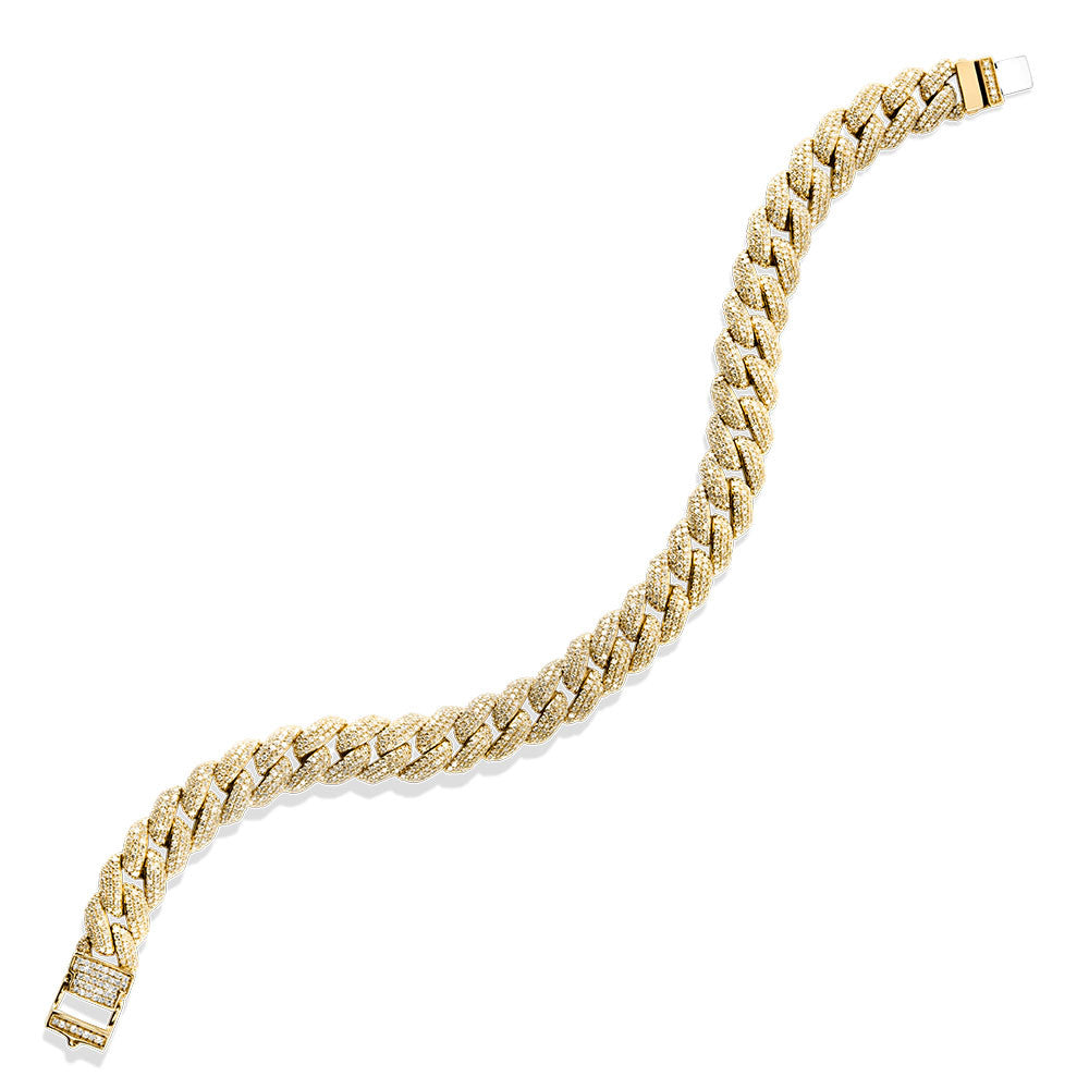 14K YELLOW GOLD CUBAN LINK-N-LOVE PAVE-SET DIAMOND BRACELET (3.00 CTW) LDD431-Y