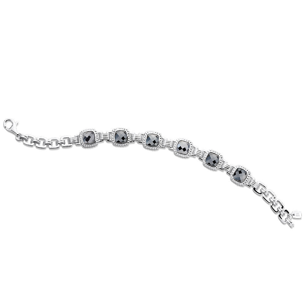 STERLING SILVER AND HEMATITE BRACELET LVB284-HEM