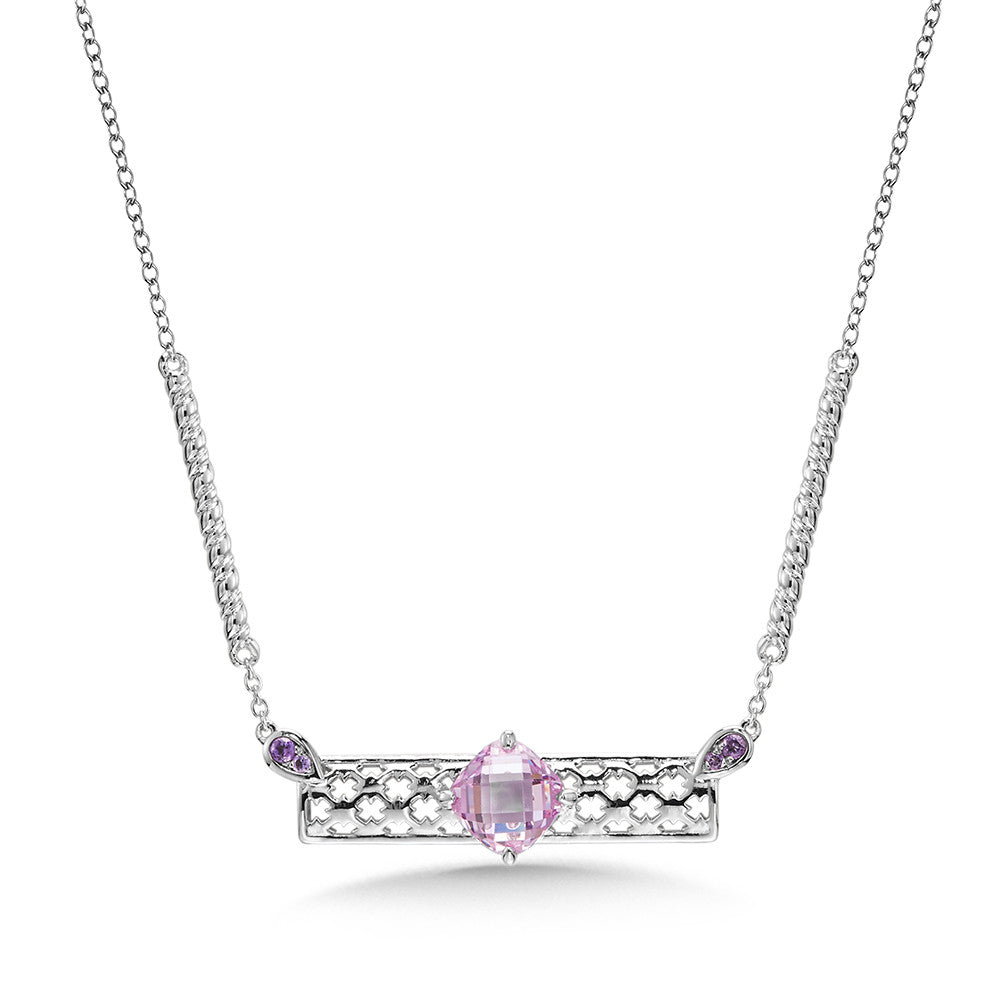 PINK SAPPHIRE NECKLACE IN STERLING SILVER LVN778-PS