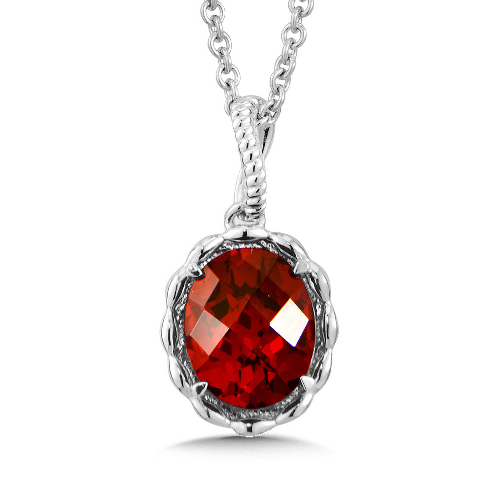 STERLING SILVER GARNET PENDANT LVP687-GT