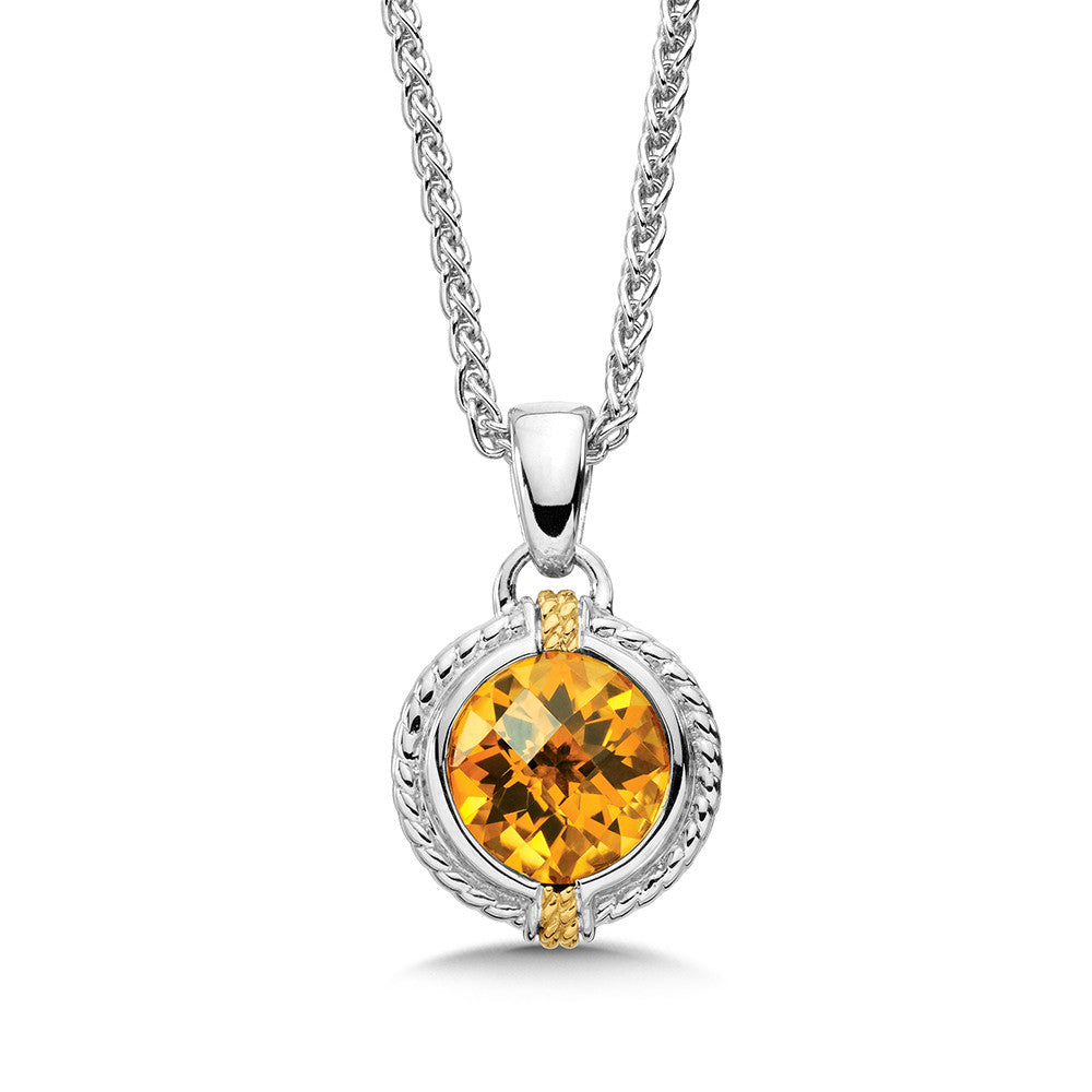 STERLING SILVER & 18K GOLD CITRINE PENDANT LZP275-CT