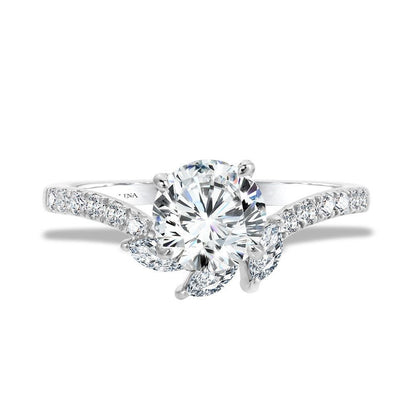 Valina Marquise-Accented & Diamond-Prong Chevron Engagement Ring R2271W-SR