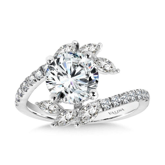 Valina Marquise-Accented Dramatic Bypass & Hidden Halo Diamond Engagement Ring R2282W-SR