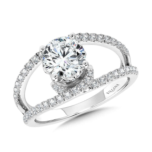 Milgrain-Beaded Split Shank & Hidden Accents Diamond Engagement Ring R2290W-SR
