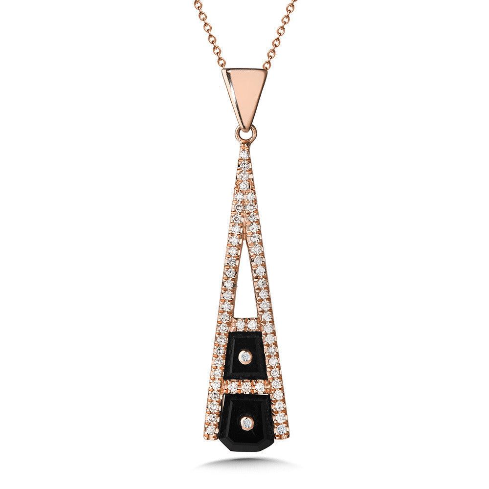 ONYX AND DIAMOND ROSE GOLD NECKLACE CGP773P-DNX