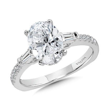 Valina Oval-Cut Baguette Accented & Hidden Halo Diamond Engagement Ring R2245W