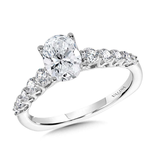 Valina Oval-Cut Graduating Trellis-Set & Hidden Halo Diamond Engagement Ring R2310W