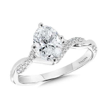 Valina Oval-Cut Hidden Halo Crisscross Diamond Engagement Ring w/ Compass Prongs R2412W-SR