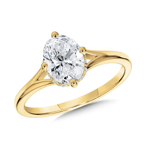 Oval-Cut Hidden Accent & Split Shank Diamond Engagement Ring R2407Y-SR
