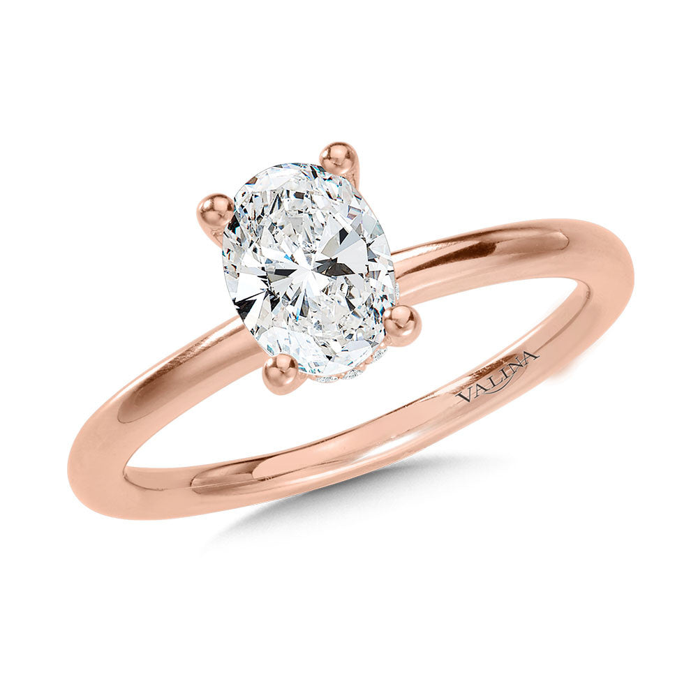 OVAL-CUT SOLITAIRE HIDDEN HALO DIAMOND ENGAGEMENT RING R2299P-SR