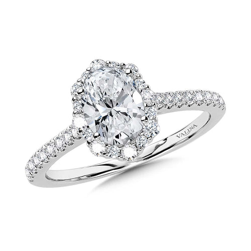 Oval-Cut Straight Blooming Halo Diamond Engagement Ring R2292W-SR