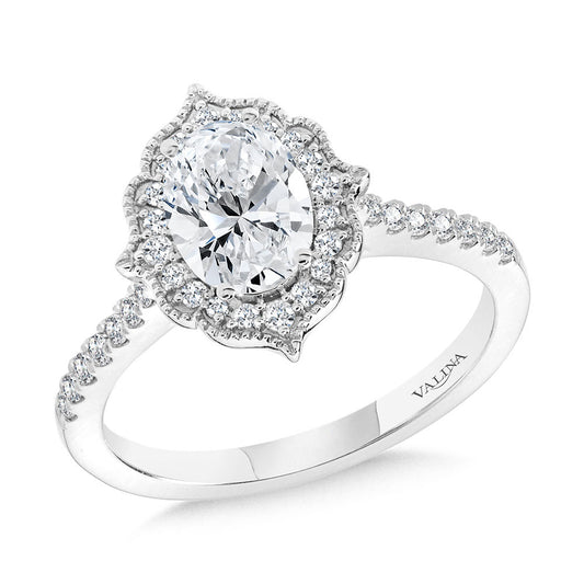 Valina Oval-Cut Straight Hidden Halo Diamond Engagement Ring R2314W-SR