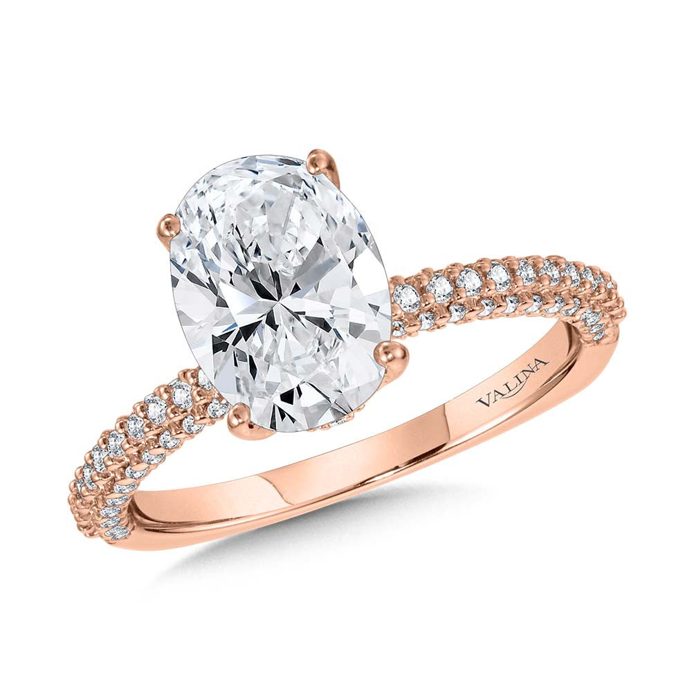 OVAL-CUT, THREE-ROW PAVE-ILLUSION & HIDDEN HALO DIAMOND ENGAGEMENT RING R2241P