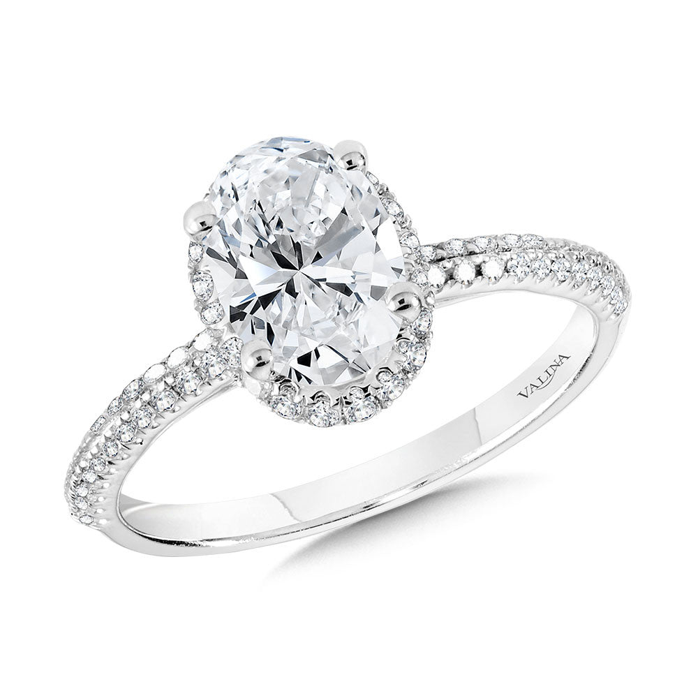 OVAL DROP HALO DIAMOND ENGAGEMENT RING R2419W-SR