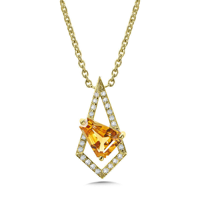 OVERLAPPING KITE-SHAPED PAVE DIAMOND AND CITRINE NECKLACE CGP768Y-DCT