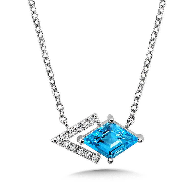 PAVE DIAMOND ARROW AND SWISS BLUE TOPAZ KITE NECKLACE CGP766W-DBT