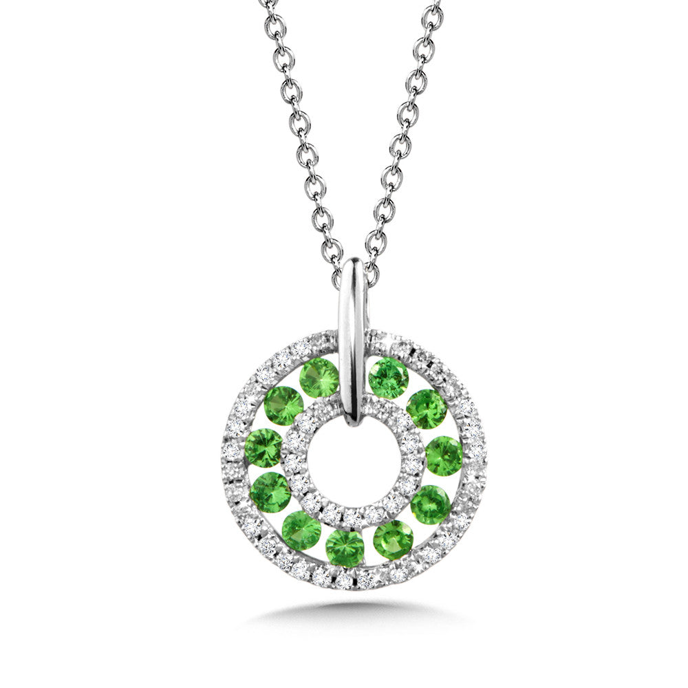 GREEN GARNET AND DIAMOND PENDANT PCG1007-W