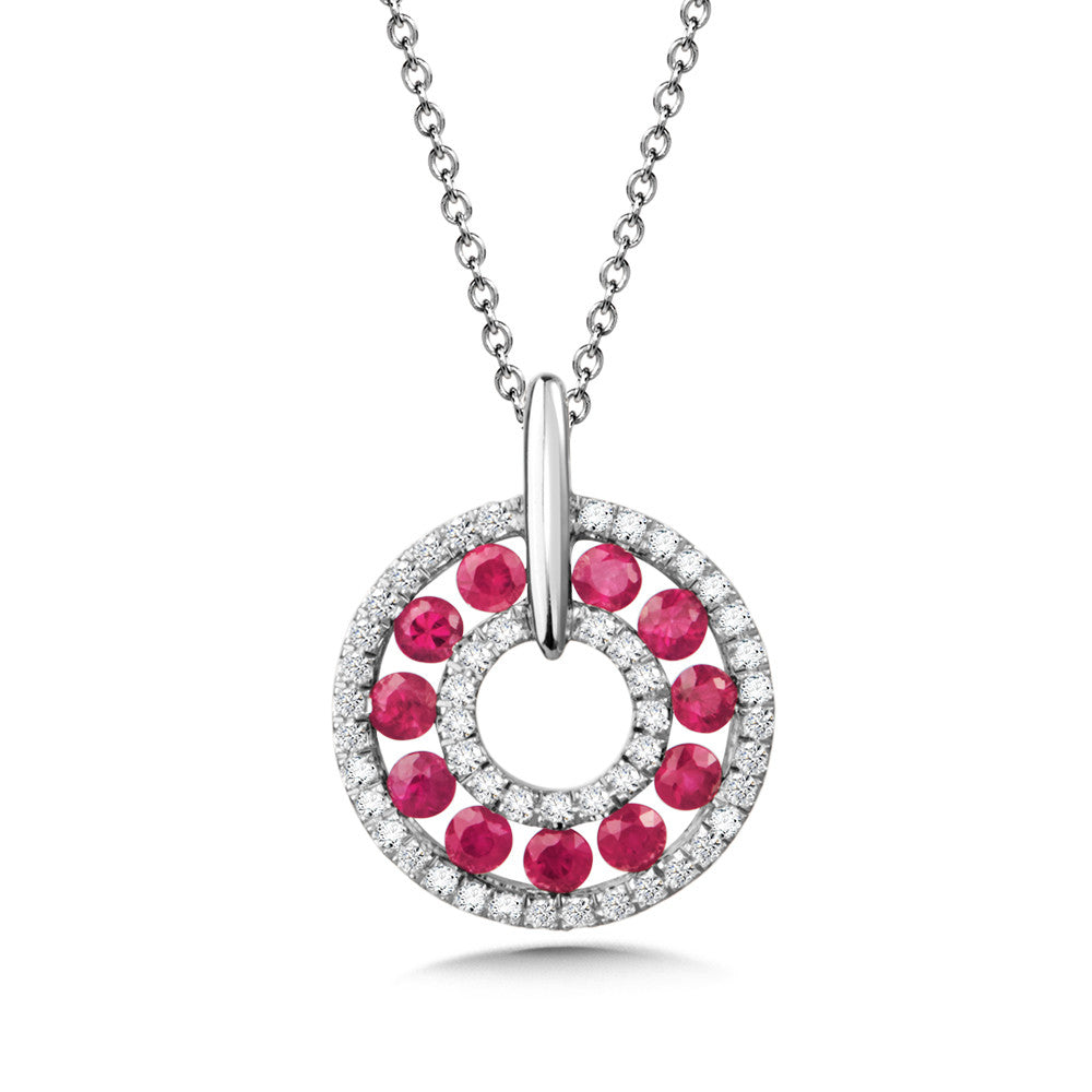 WHITE GOLD RUBY AND DIAMOND PENDANT PCR1007-W