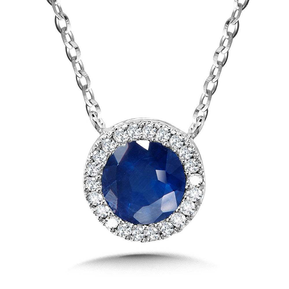 SAPPHIRE & DIAMOND HALO PENDANT PCS2560-W