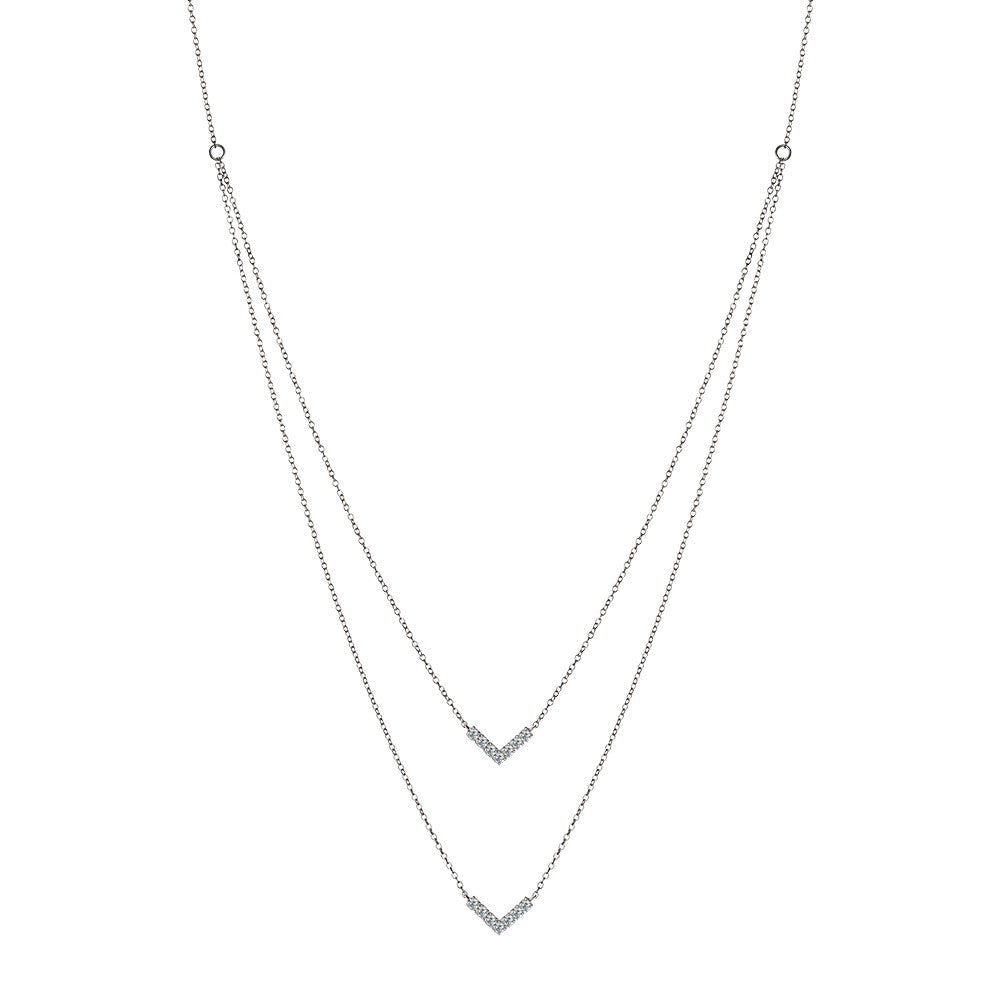 DUAL-CHAIN LAYERED DIAMOND NECKLACE PDD2877-W